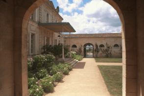 Courtyard with historic building and garden