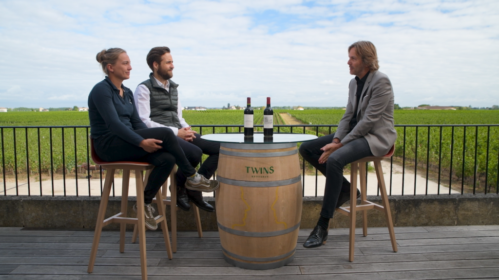 Juliette Couderc, Technical manager of Château L’Evangile, Jean-Sébastien Philippe, Châteaux International Director and Sébastien Moses, CEO of Twins