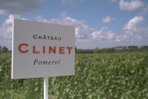 Vineyard with Château Clinet sign